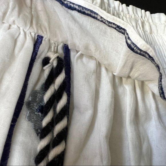 MISA LA Selena off shoulder peasant boho white top w blue embroidery/S - Picture 3 of 10